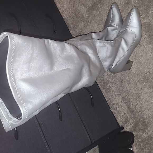 Silver Thigh High Boots - Picture 3 of 9